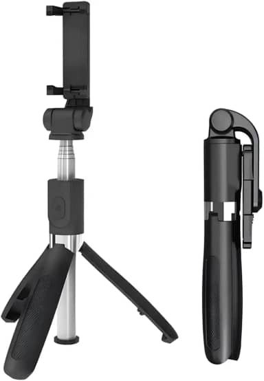Bastão Tripé Selfie Stick 3 em 1 Dobrável 360° com Controle Remoto Bluetooth – Pau de Selfie + Mini Tripé + Disparador para Celular iPhone Android Câmera