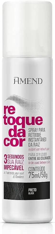 Spray, Amend Retoque Da Cor, 75ml, Cobre Com Perfeição A Diferença De Cor Entre As Colorações, Corrige Instantaneamente As Raízes Brancas E Desbotadas (Preto)