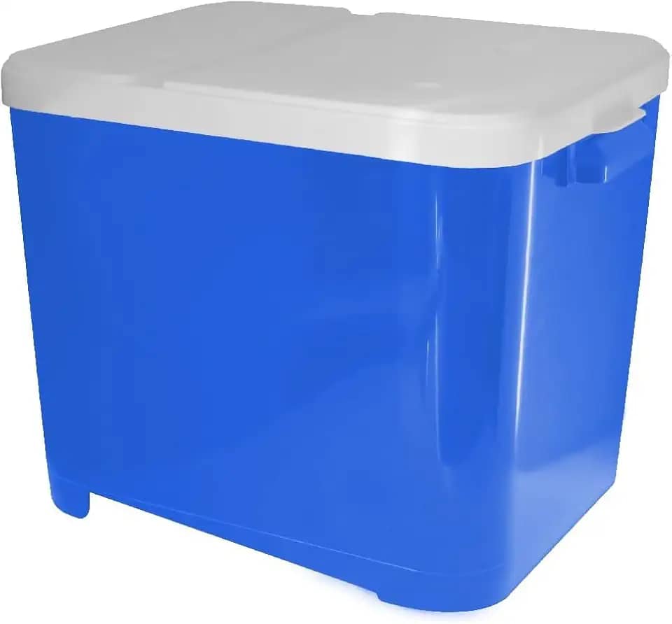 Porta Ração Pet Container 15kg Armazenamento de Ração Animal Capacidade 32,5x34x38cm - cores azul preto ou rosa (azul)