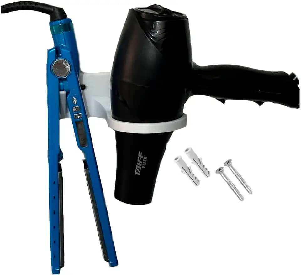 Suporte De Parede Para Secador De Cabelo e chapinha (Branco)