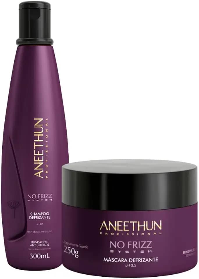 Kit Aneethun No Frizz Shampoo e Máscara Defrizante