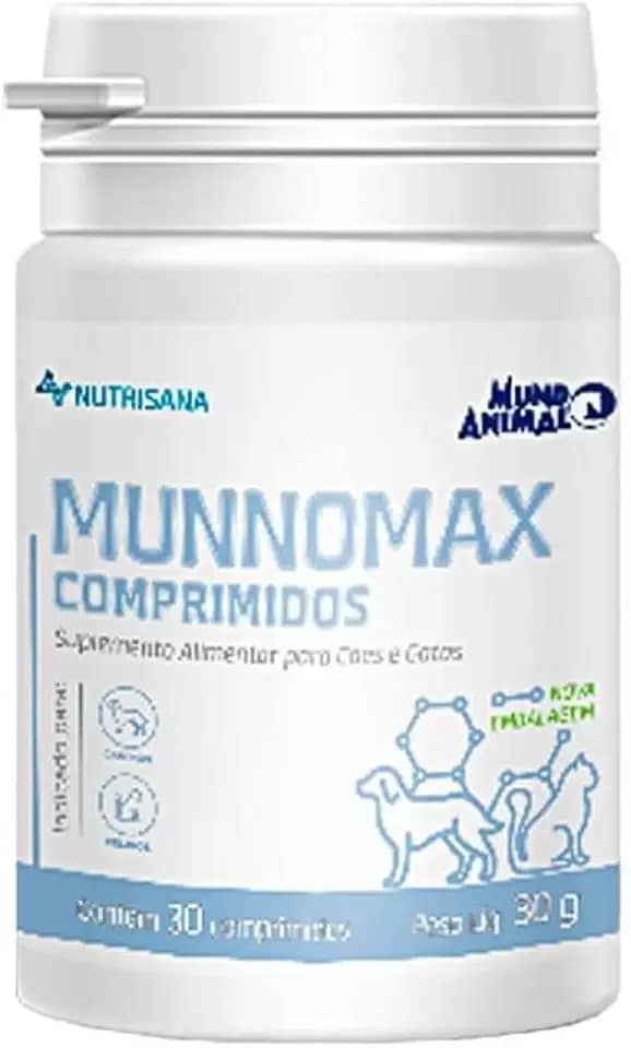 Mundo Animal Suplemento Alimentar Nutrisana Munnomax Comprimidos Para Cães E Gatos - 30 Comprimidos
