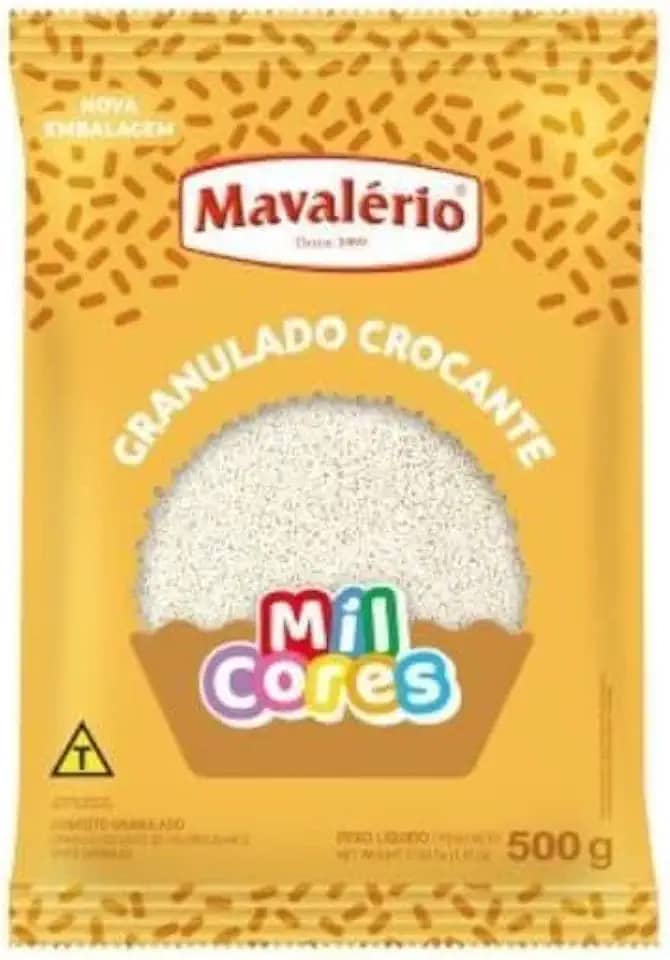 Confeito Granulado Crocante Branco Mil Cores, 500g, Mavalério, Ideal para Decorar a Sua Receita.