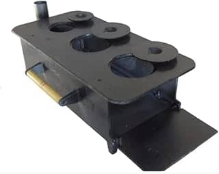 Fogão a Lenha Portátil 03 bocas - Ferro fundido - Alimentado por lenha - Madeira