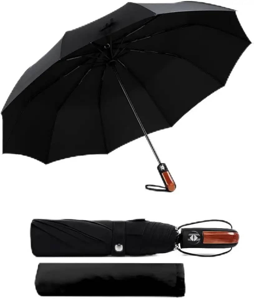 Guarda Chuva Reforçado Automático ao Abrir Modelo Compacto Resistente Ao Vento Cabe Na Bolsa e Mochila - Premium
