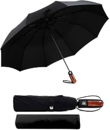 Guarda Chuva Reforçado Automático ao Abrir Modelo Compacto Resistente Ao Vento Cabe Na Bolsa e Mochila - Premium