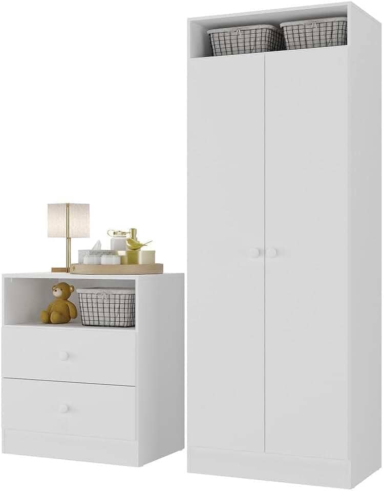 Guarda Roupas 2 Portas com Cômoda 2 Gavetas Pimpolho Multimóveis Branco