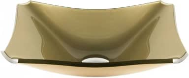 CUBA DE VIDRO RETANGULAR MODELO RETRO 38CM PARA BANHEIROS E LAVABOS MODELO DE APOIO 8MM (DOURADA)