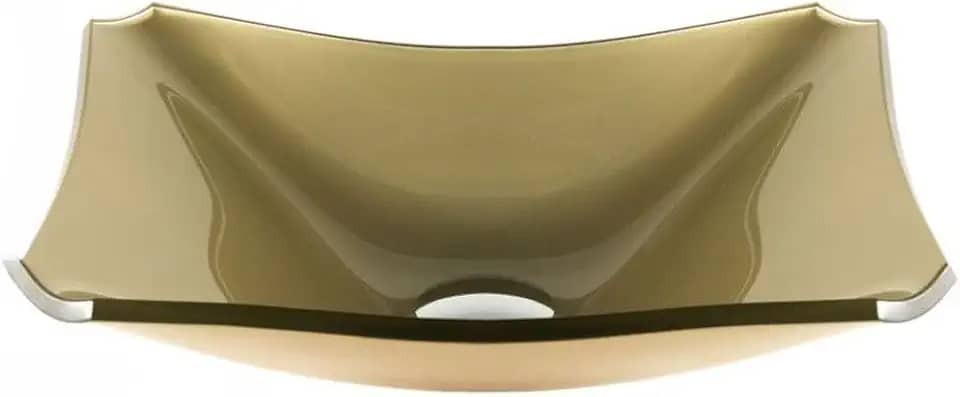 CUBA DE VIDRO RETANGULAR MODELO RETRO 38CM PARA BANHEIROS E LAVABOS MODELO DE APOIO 8MM (DOURADA)