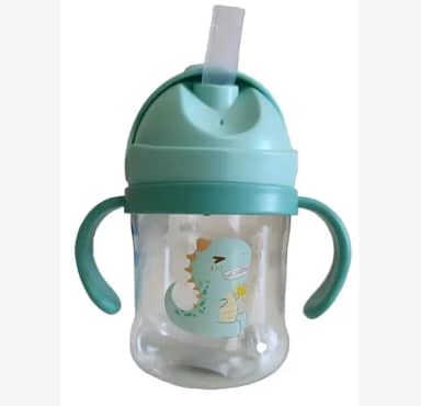 Copo Transição Infantil Bico de Silicone Antivazamento com Alça e Tampa 250ml (Verde)