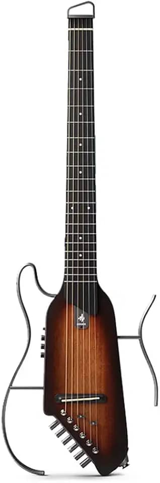 Guitarras elétricas para iniciantes kit de guitarra para viagens: portátil ultraleve e silencioso desempenho sem cabeça guitarra acústica-elétrica, corpo de mogno com molduras removíveis, bolsa