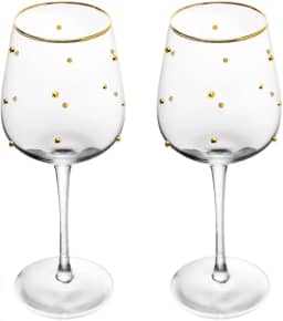 WOLFF - Conjunto 2 Taças para Vinho Balls Fio de Ouro 350ml Vidro