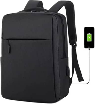 Mochila Slim Executiva Unissex para Notebook – Impermeável, com Entrada USB, Ideal para Viagens, Trabalho e Estudos (Preta)