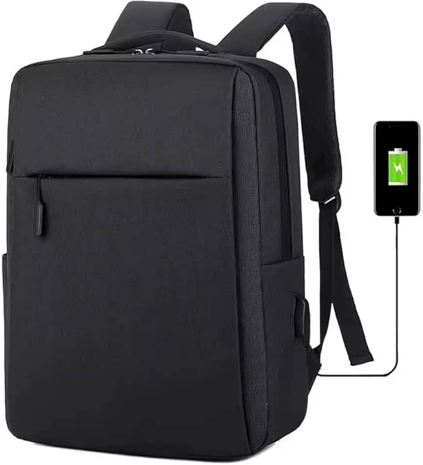 Mochila Slim Executiva Unissex para Notebook – Impermeável, com Entrada USB, Ideal para Viagens, Trabalho e Estudos (Preta)