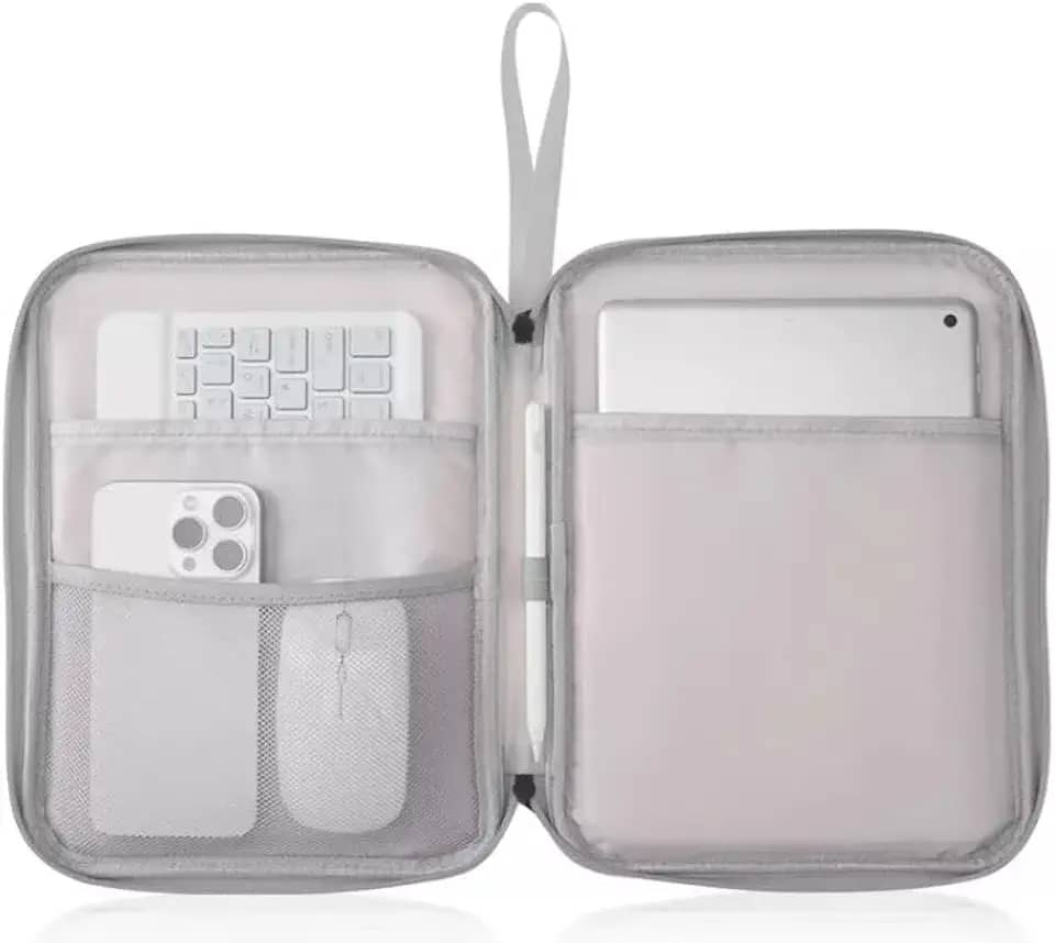 Capa Bolsa Case de transporte para tablet de 9 a 12.4 polegadas Compatível com iPad 9 10 11, Air, Galaxy Tab A8 A9 A11 9 FE S10 Lite, compartimentos internos (preto)