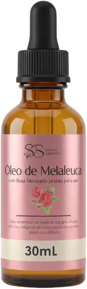 Sérum Multiuso Óleo de Rosa Mosqueta Puro com Óleo Essencial de Melaleuca Pronto para Uso Corporal - Clareador, Reduz Celulites, Estrias Acnes - 30 mL