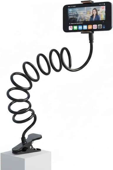 Suporte Flexível 360° para Celular e Tablet – Braço Articulado com Base Espiral, Ajustável, Ideal para Cabeceira, Mesa, Escrivaninha e Cama
