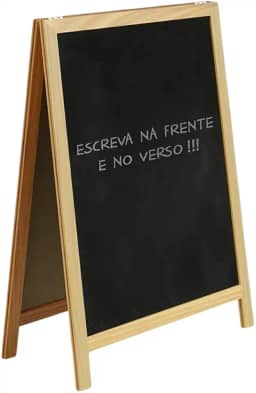 Cavalete de calçada duplo 70x50cm lousa preta e moldura marrom-claro