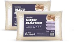 Kit com 2 Travesseiros Viscoelástico Nasa 70x50cm Suporte Extra Firme, Ortopédico, Anatômico