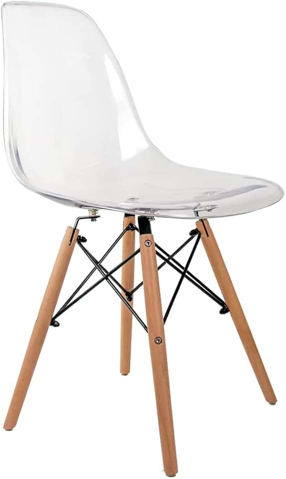 Cadeira Eames Transparente - Base Madeira Natural