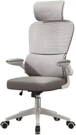 Cadeira de Escritório Design Ergonômico com Suporte Lombar Independente, Malha Respirável e Encosto de Cabeça Ajustável Genebra G500 Cinza LuvinCo
