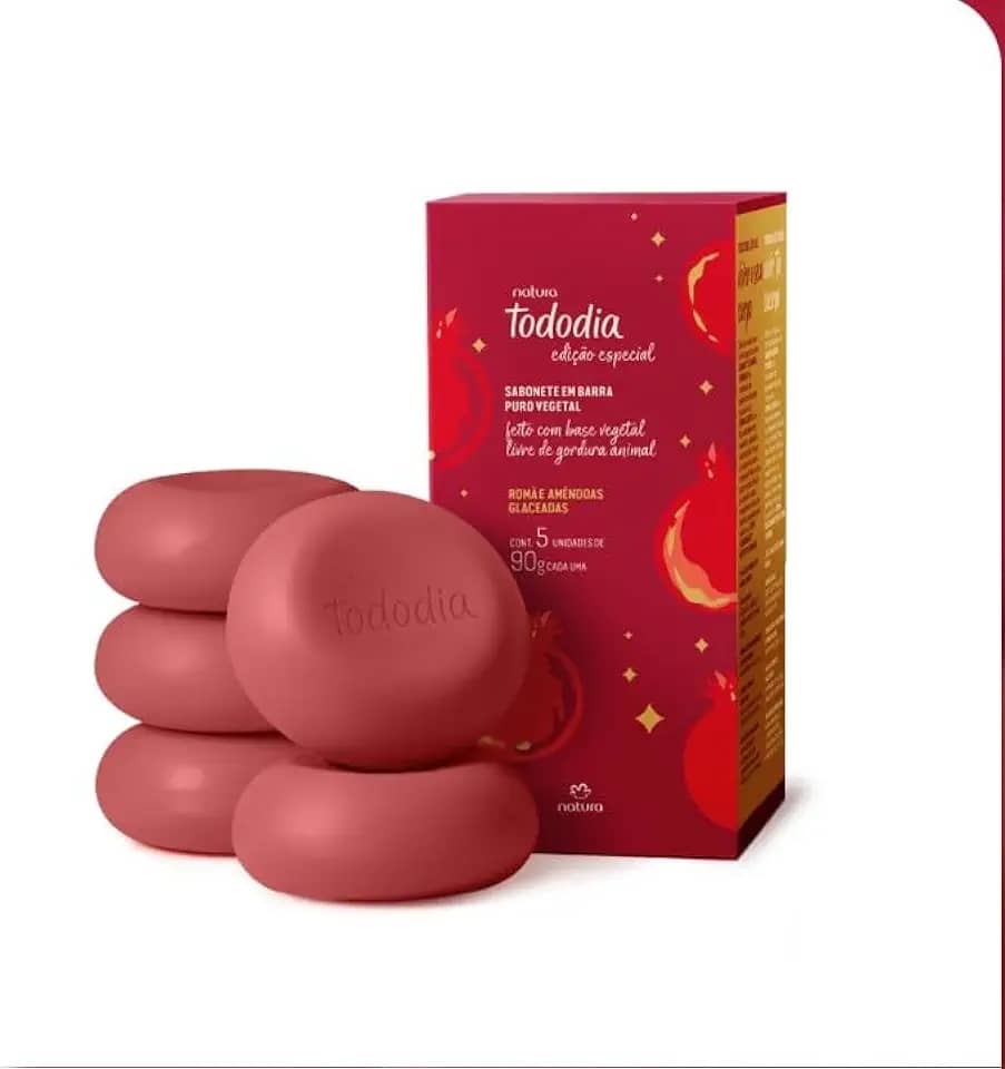 Sabonetes em Barra Puro Vegetal Tododia Romã e Amendôas Glaceadas
