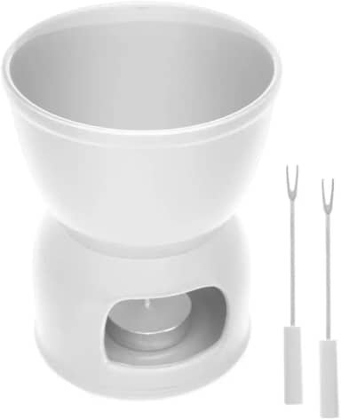 WOLFF - Aparelho de Fondue 4 Peças de Porcelana para Duas Pessoas Branco 400ml - Para Chocolate e Queijo