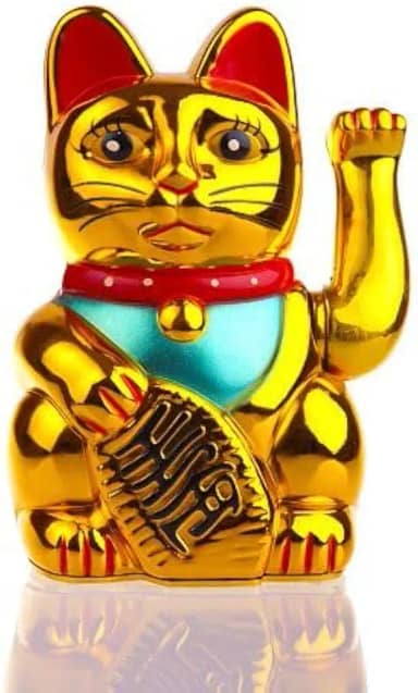 Gato da Sorte Maneki-neko Carregamento Solar Dourado Decoração Japonesa Tradicional Mini Escultura Enfeite Fortuna Símbolo de Riqueza