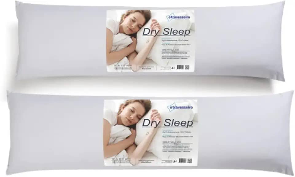 Kit 2 Travesseiros de Corpo Minhocão para Gestantes 1,30x45cm, Antialérgico e Antitranspirante, Ideal para Gravidas, Xuxão, Abraçável, Fibra de Poliéster Siliconizada, Branco - Agarradinho Dry Sleep