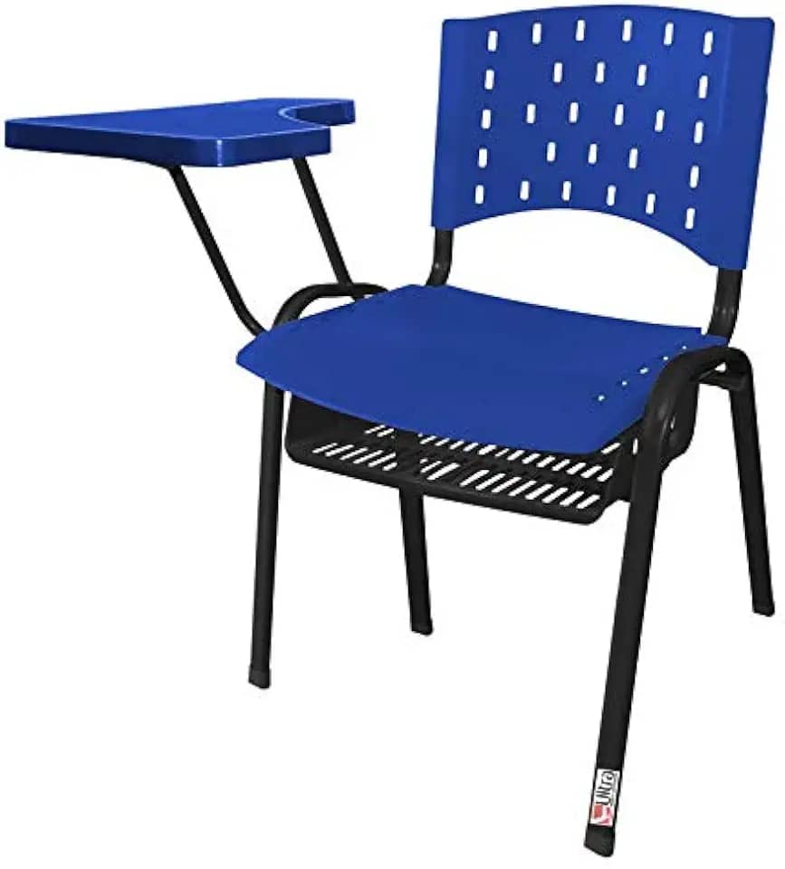 Cadeira Universitária Plástica Azul Com Porta Livros 10 Unidades Prancheta Plástica - ULTRA Móveis