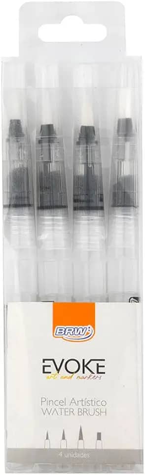 Kit de Pincel Artístico Water Brush, Evoke, Brw, BP0300, 4 Pontas, Multicor
