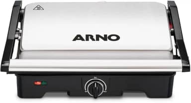 Grill Arno Dual Inox GNOX - Abertura 180°, Ajuste Altura e Controle de Temperatura, 220V