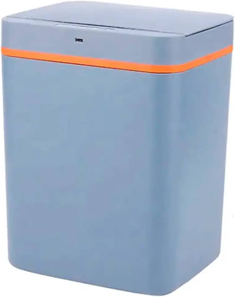 Lixeira Inteligente com Sensor Automático, 15 Litros, Cinza, Plástico, Recarregável, À Prova D'água, Design Moderno para Quarto, Banheiro e Escritório (Cinza)