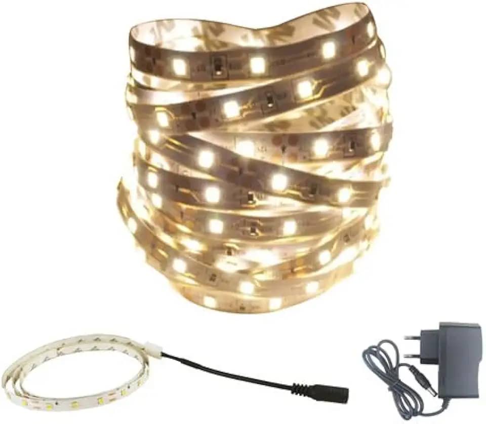 Fita Led Branco Quente Amarela 3K 3528 3m 180 Leds 12v Fonte Bivolt