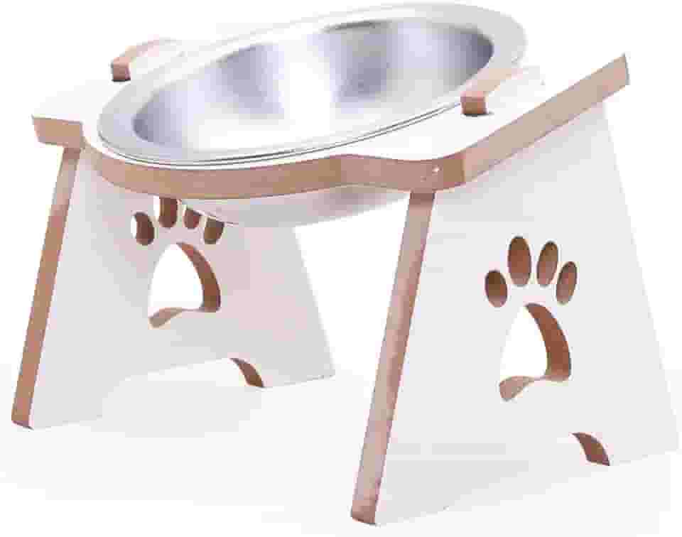 Ronroneria Comedouro Ergonômico Elevado Individual com Tigela em Alumínio para Gatos