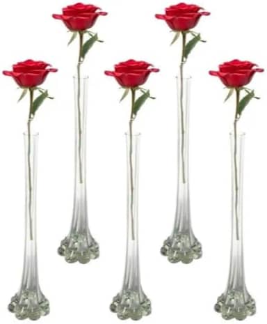 Kit 5 Solitários de Vidro Transparente para Flor – Vaso Decorativo Elegante para Mesa