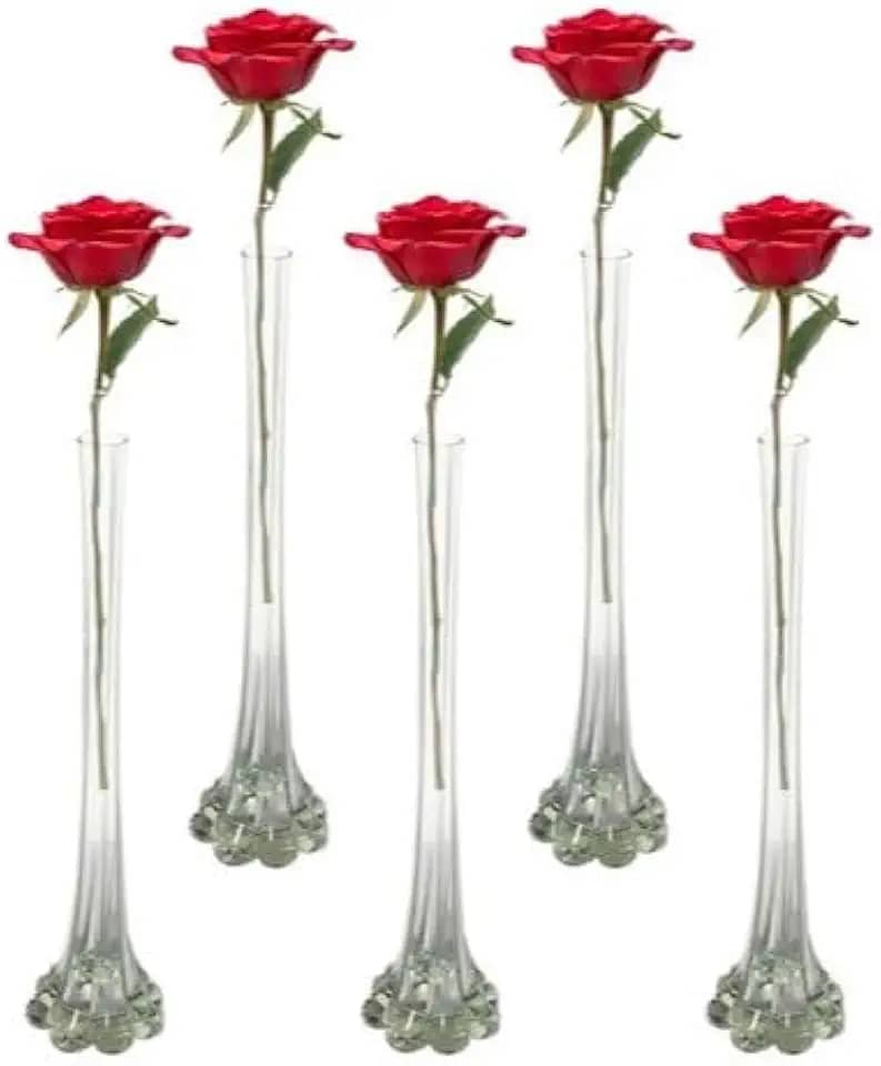 Kit 5 Solitários de Vidro Transparente para Flor – Vaso Decorativo Elegante para Mesa