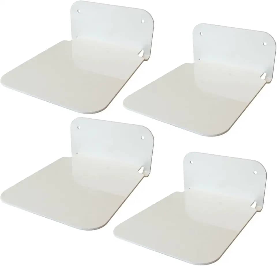 Kit com 4 Prateleiras Suporte Invisível Oculta Para Livros Parede Metal Branca Reforçada