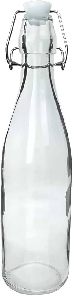 Garrafa de Vidro com Tampa Hermética, 950ml, Design Moderno, Tampa de Aço Inox, Transparente