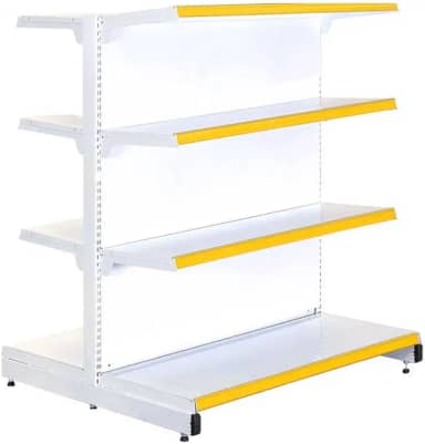 Gôndola Prateleira para Supermercado 4 Níveis 40x30 New Plus 1,40m Central Inicial Amarelo - Sa Gôndolas