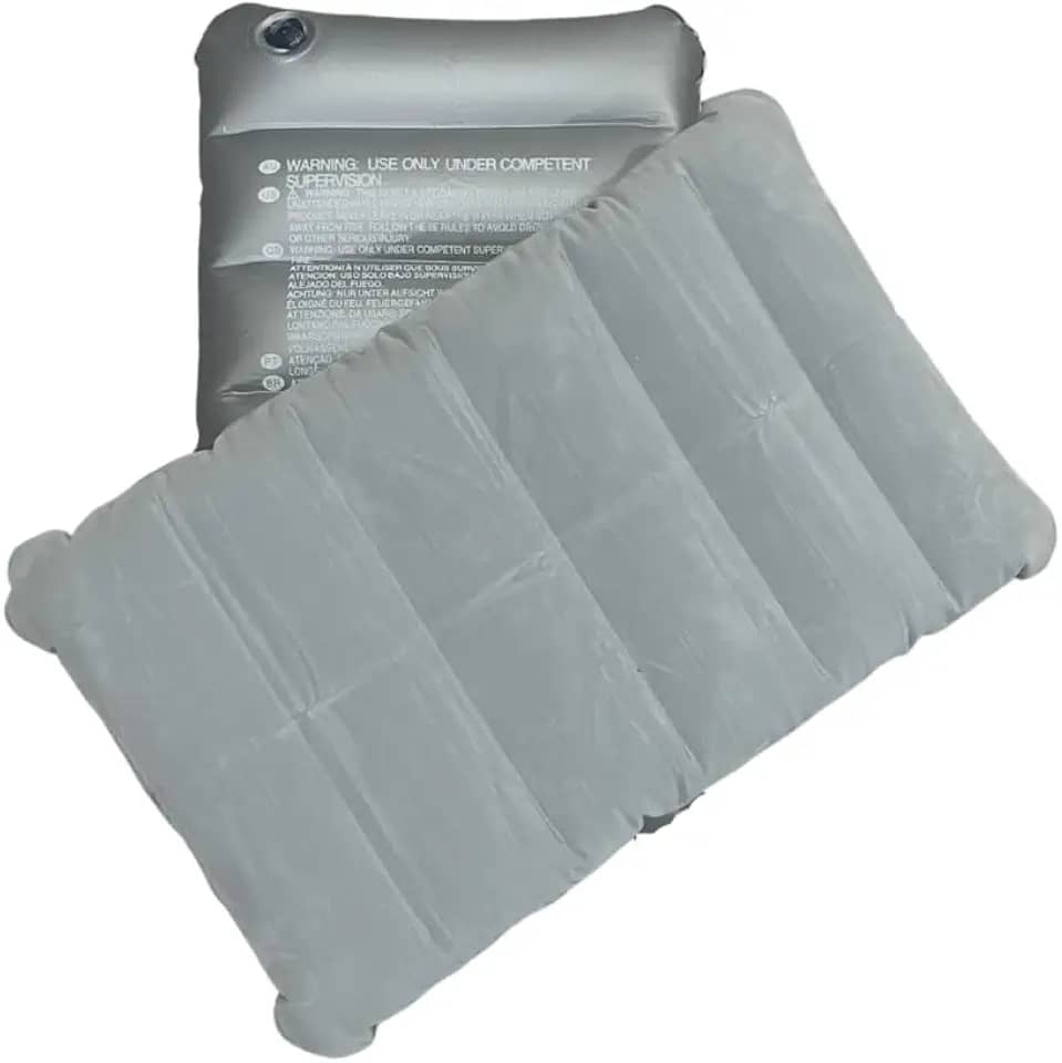 Travesseiro Inflável Almofada Fácil Encher Para Viagem Acampamento Confortável De Camping Praia Portátil Cama Descanso -CINZA