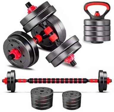 Kit Halteres Barras Anilhas Kettlebell Musculação 6 em 1 Peso Ajustável Consport
