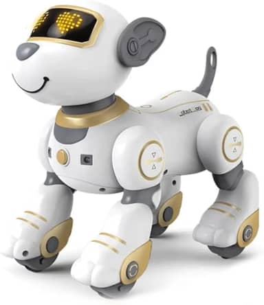 Cachorro Robô Inteligente, Smart Robot Dog, Cão Robô Dançarino Com Comando de Voz Programável, Sensível ao Toque e musical (Dourado)