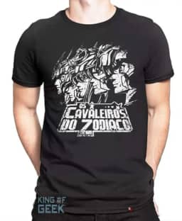 Camiseta Os Cavaleiros Do Zodíaco Anime Clássico Geek Tamanho:GG;Cor:Preto