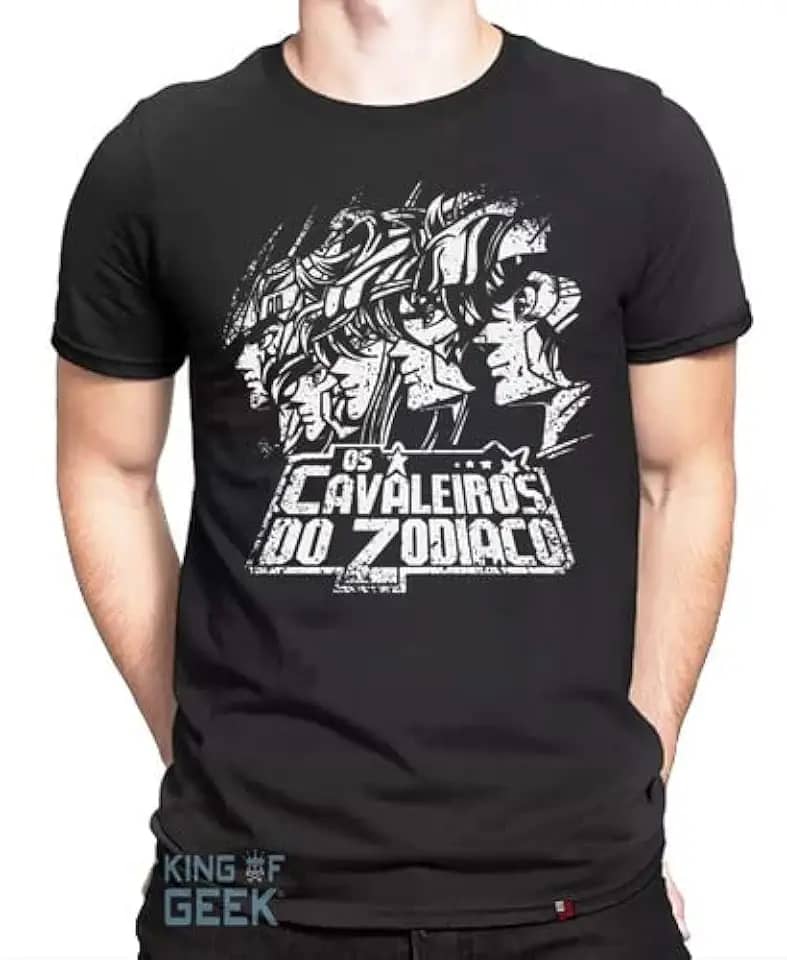 Camiseta Os Cavaleiros Do Zodíaco Anime Clássico Geek Tamanho:GG;Cor:Preto