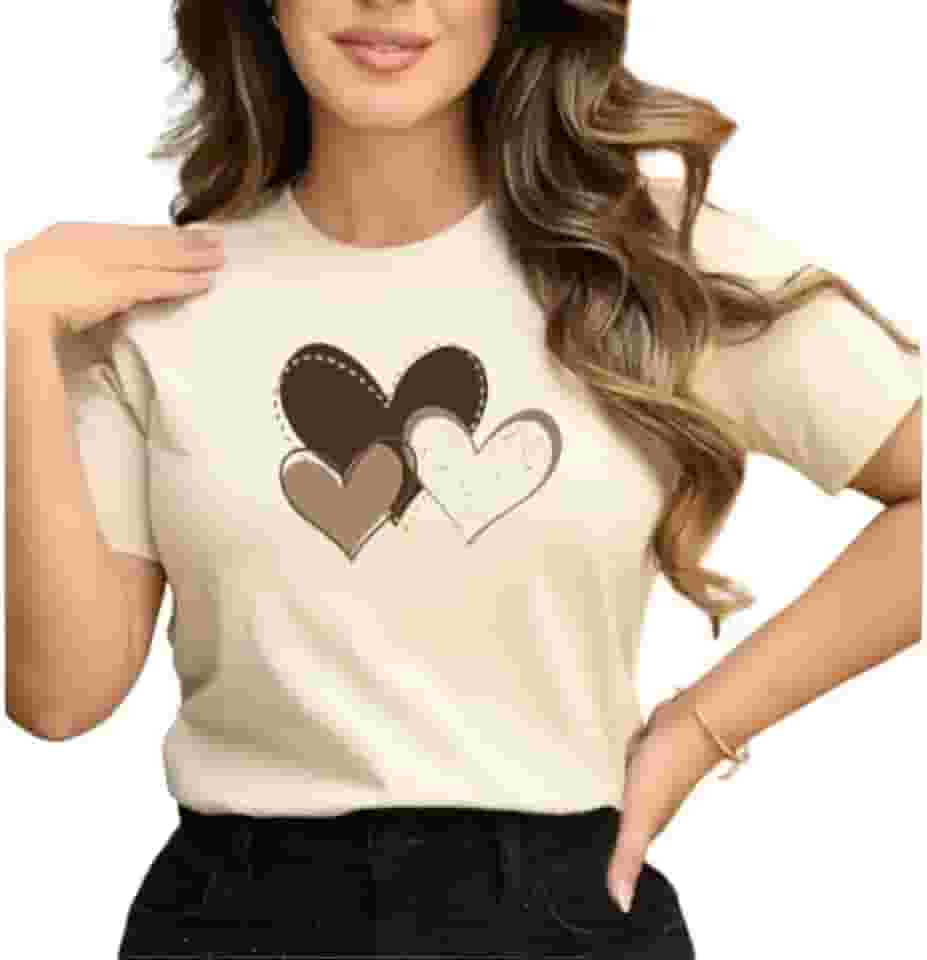 Camiseta Feminina Blusa T-shirt Algodão Linda Mulher Três Corações
