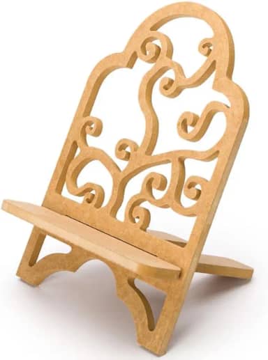 Suporte para Leitura Porta Biblia E Livro Trabalhado Arabesco Em Mdf 9mm Cru