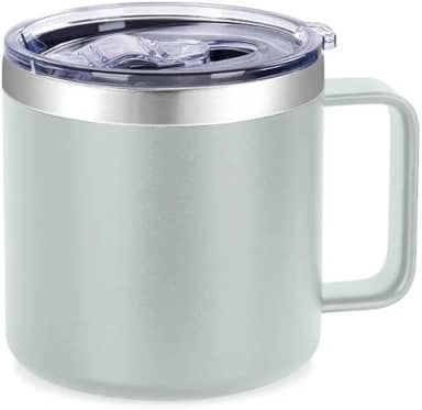 Caneca Termica Cafe, Caneca de Café Termica, Caneca Termica com Tampa, Capacidade 420ml, Parede Dupla Isolada a Vácuo,Tampa Vedada, inox, para Cerveja, Café, Agua, Leite etc (Verde)