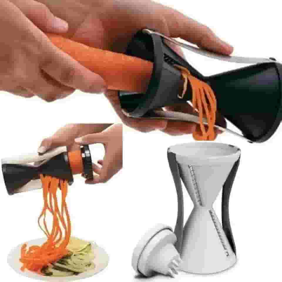 Cortador de Vegetais em Espiral Manual – Espaguete de Abobrinha, Cenoura e Pepino | Fitas e Espiralizador de Legumes Portátil Cores Sortidas