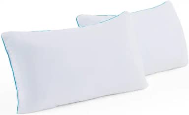 LINENSPA Pacote com dois travesseiros de espuma viscoelástica de gel desfiado – Travesseiro de cama refrescante – Dorminhocos laterais, estômago e costas – Pacote com 2 – King